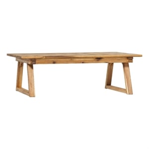Pemberly Row Modern Slat Back Outdoor Solid Wood Coffee Table - Natural