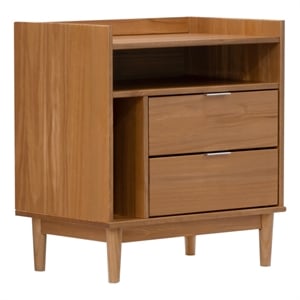 Pemberly Row 25&quot Solid Wood 2-Drawer Night Stand with Gallery - Caramel