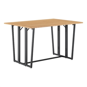 Pemberly Row 47&quot Modern Drop-Leaf Wood Dining Table - Light Ash / Black