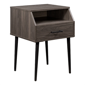 Pemberly Row 18&quot 1-Drawer Wood Side Table with Open Storage - Slate Gray/ Black
