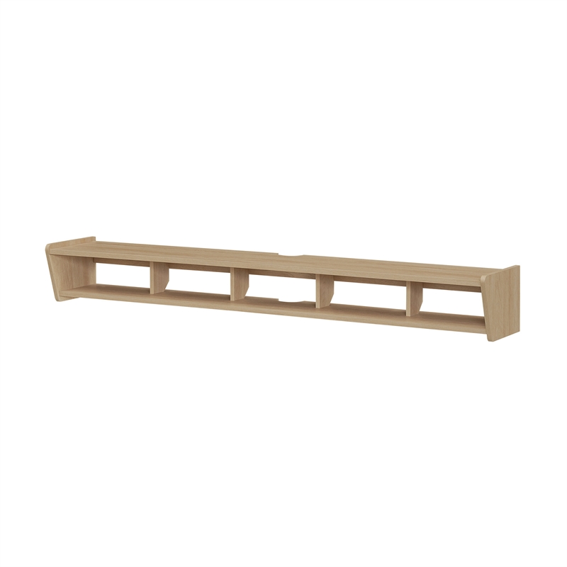 Pemberly Row Simple Floating 70 inch Wood TV St& Symmetrical Wall Mounted - Oak