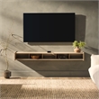 Pemberly Row Simple Floating 70 inch Wood TV St& Symmetrical Wall Mounted - Oak