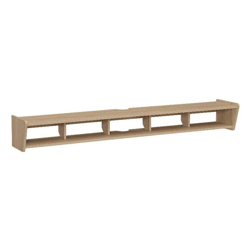Pemberly Row Simple Floating 70 inch Wood TV St& Symmetrical Wall Mounted - Oak