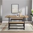 Pemberly Row 3Pcs Wood Industrial Dining Set w/2 Benches in Coastal Oak/Black