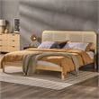Pemberly Row Rattan Headboard Solid Wood King Bedframe - Natural