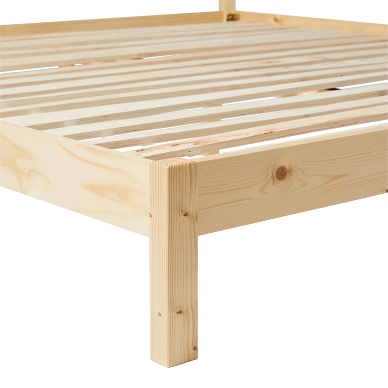 Pemberly Row Solid Wood Rattan Headboard King Bedframe - Natural