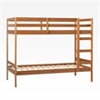 Pemberly Row Twin Over Twin Simple Solid Wood Bunk Bed - Caramel