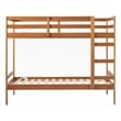 Pemberly Row Twin Over Twin Simple Solid Wood Bunk Bed - Caramel