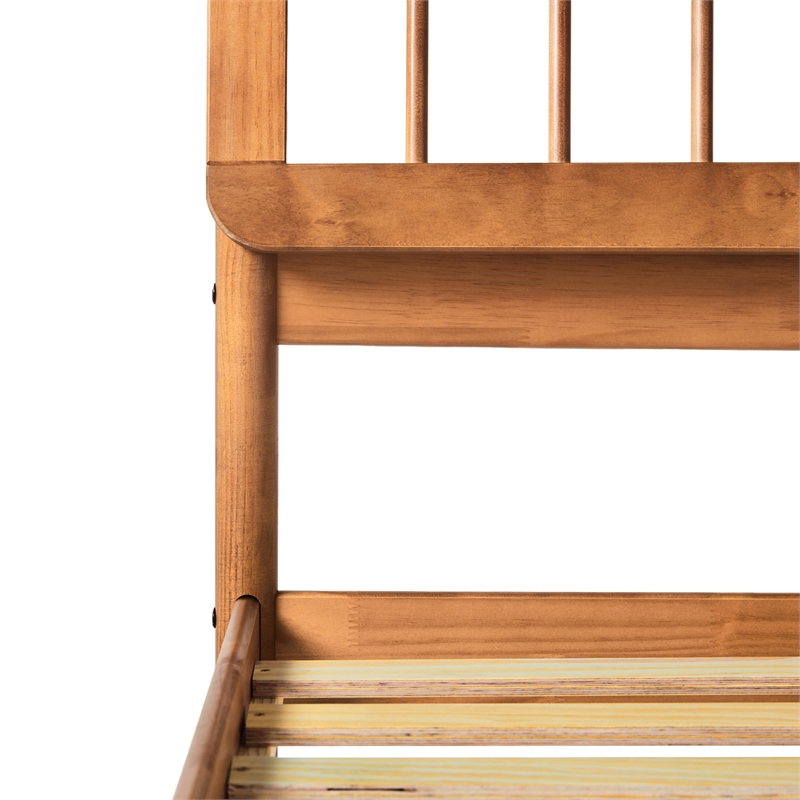 Pemberly Row Contemporary Solid Wood Queen Spindle Bed in Caramel