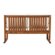 Pemberly Row Modern Slat Back Solid Wood Loveseat in Brown Finish