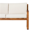 Pemberly Row Modern Slat Back Solid Wood Loveseat in Brown Finish
