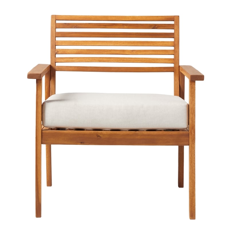 Pemberly Row Modern Solid Wood Outdoor Club Chair in Brown Finish