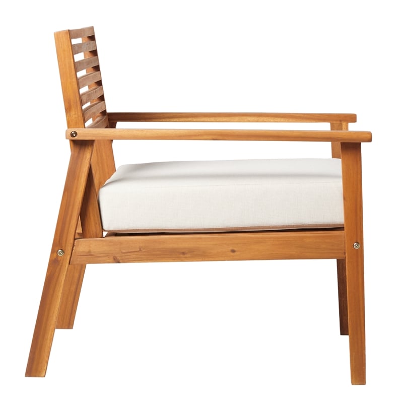 Pemberly Row Modern Solid Wood Outdoor Club Chair in Brown Finish