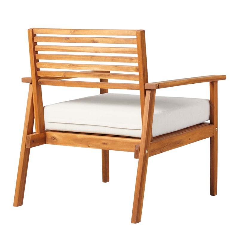 Pemberly Row Modern Solid Wood Outdoor Club Chair in Brown Finish