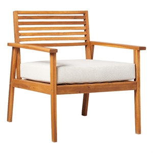 Pemberly Row Modern Solid Wood Outdoor Club Chair in Brown Finish