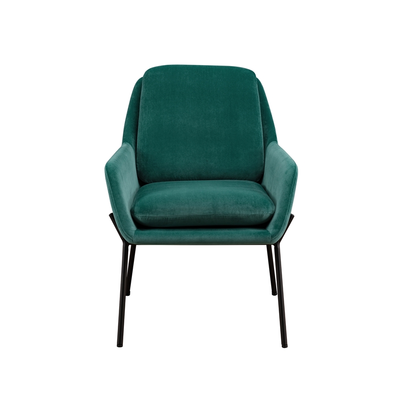 Pemberly Row Contemporary Upholstered Metal Accent Chair - Teal / Black