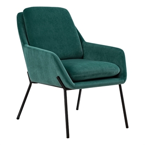 Pemberly Row Contemporary Upholstered Metal Accent Chair - Teal / Black