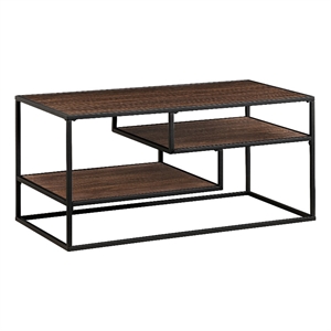 Pemberly Row 40&quot Contemporary Metal and Wood Coffee Table - Dark Walnut