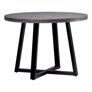 Pemberly Row 42&quot Distressed Solid Wood Round Dining Table - Gray/ Black