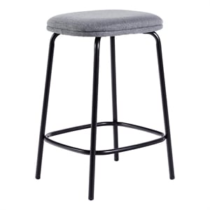 Pemberly Row 24&quot Upholstered Metal Counter Stool in Charcoal (Set of 2)