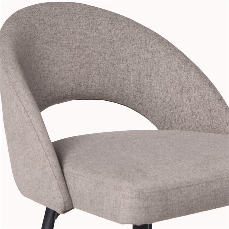 Pemberly Row Metal Upholstered Bar Stool with Rounded Back in Off White