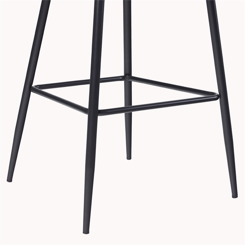 Pemberly Row Metal Upholstered Bar Stool with Rounded Back in Off White
