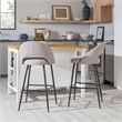 Pemberly Row Metal Upholstered Bar Stool with Rounded Back in Off White