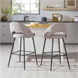 Pemberly Row Metal Upholstered Bar Stool with Rounded Back in Off White