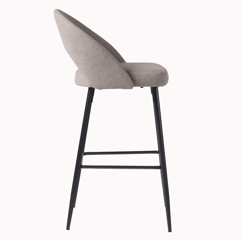 Pemberly Row Metal Upholstered Bar Stool with Rounded Back in Off White