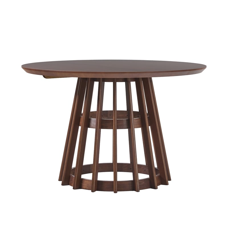 Pemberly Row Modern Slatted Wood Pedestal Base Dining Table 48
