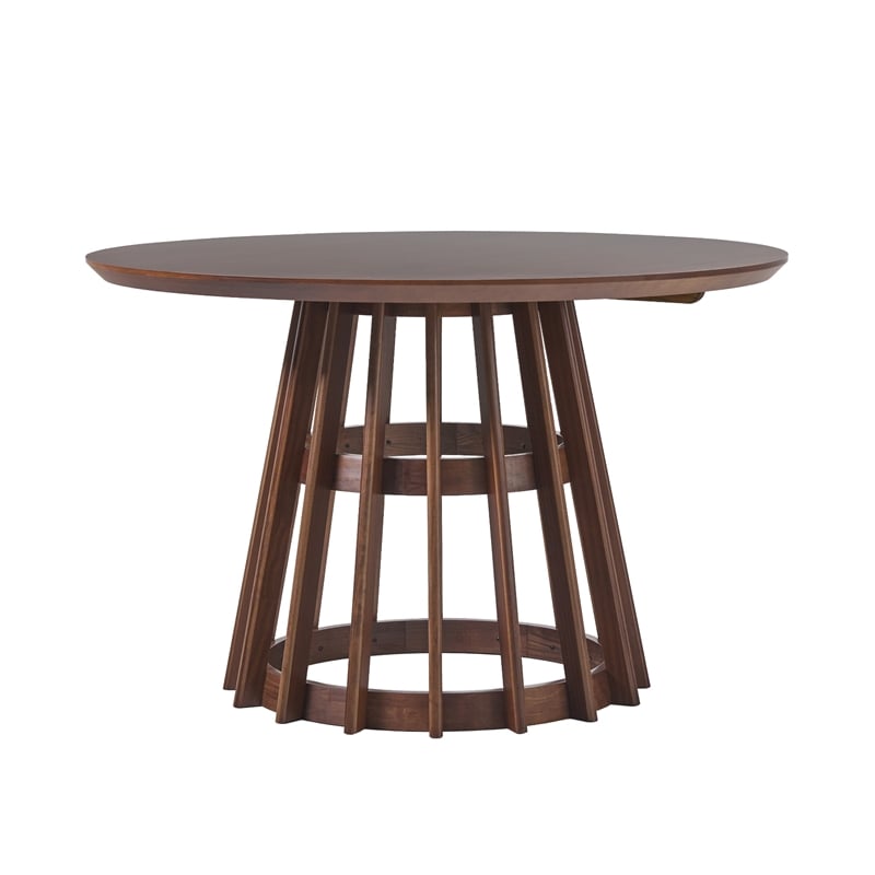 Pemberly Row Modern Slatted Wood Pedestal Base Dining Table 48