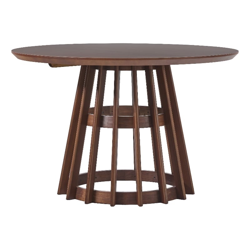 Pemberly Row Modern Slatted Wood Pedestal Base Dining Table 48
