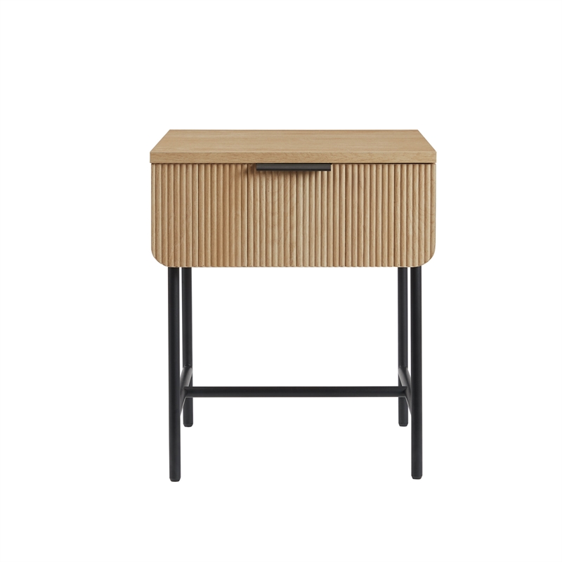 Pemberley Row MDF Coastal Oak Side Table Rectangular Fluted 18.5
