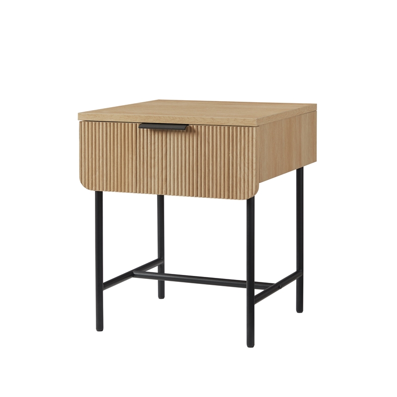 Pemberley Row MDF Coastal Oak Side Table Rectangular Fluted 18.5