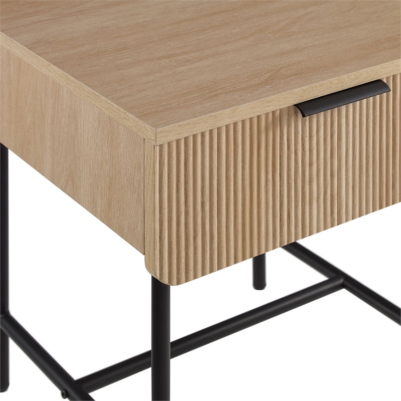 Pemberley Row MDF Coastal Oak Side Table Rectangular Fluted 18.5