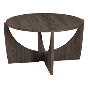 Pemberly Row 35&quot Round Wood Coffee Table w/ Open Crossed Arch Base - Cerused Ash