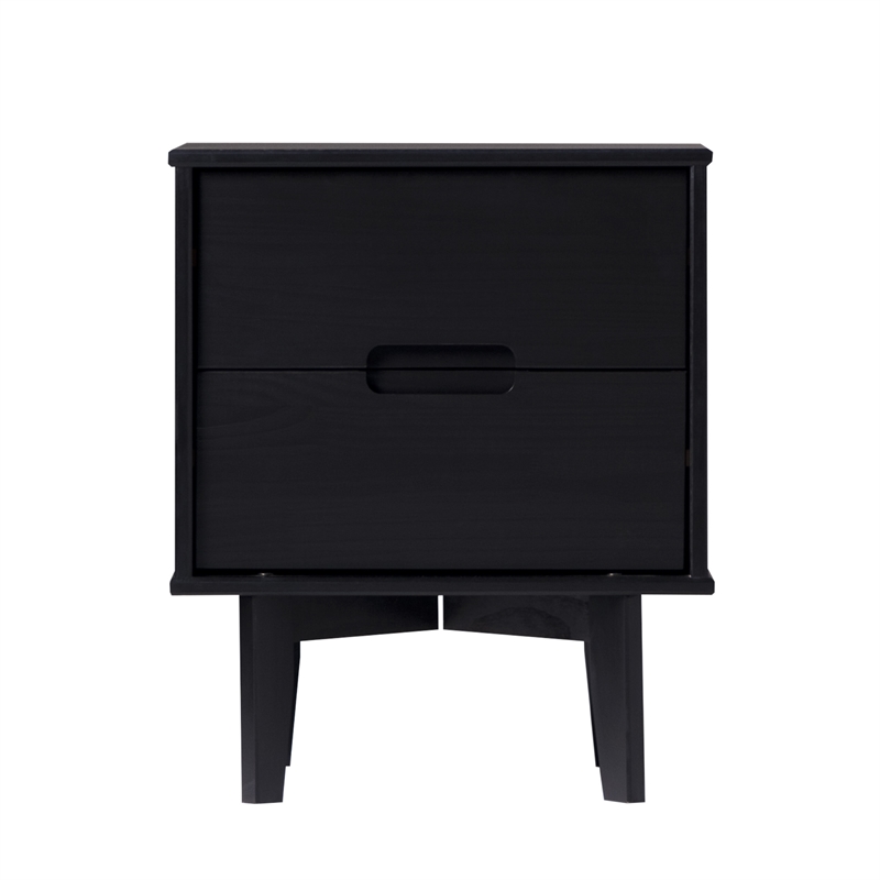 Pemberly Row 2-Drawer Groove Handle Solid Wood Nightstand - Black