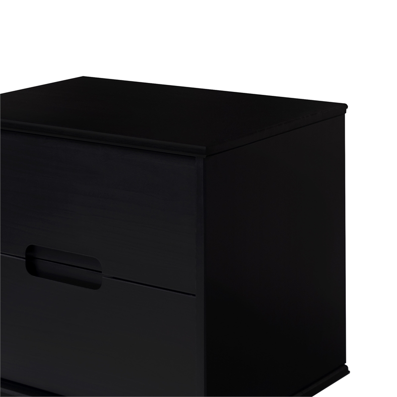 Pemberly Row 2-Drawer Groove Handle Solid Wood Nightstand - Black