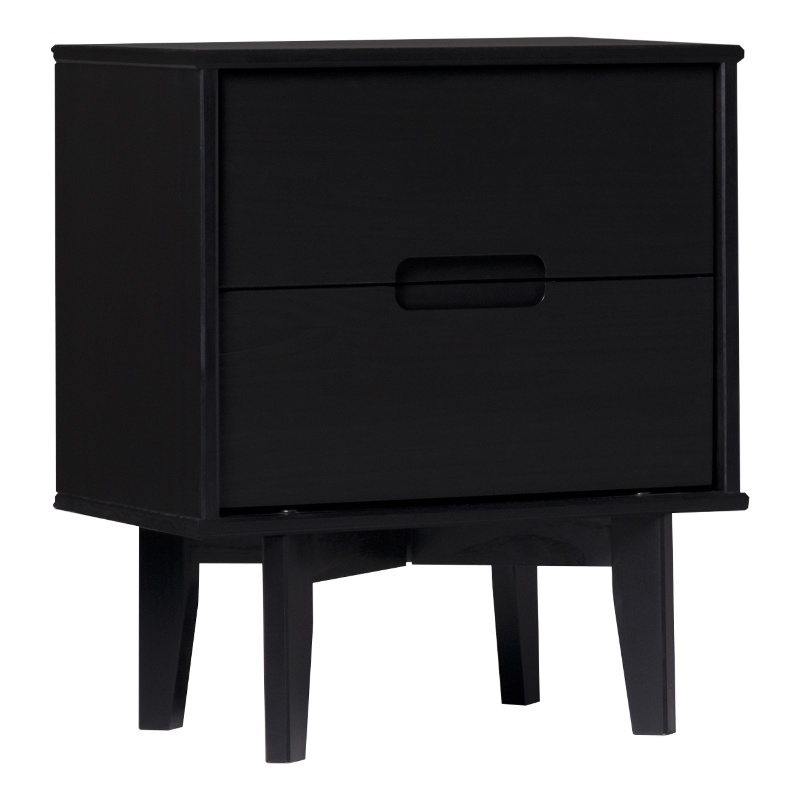 Pemberly Row 2-Drawer Groove Handle Solid Wood Nightstand - Black