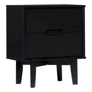Pemberly Row 2-Drawer Groove Handle Solid Wood Nightstand - Black