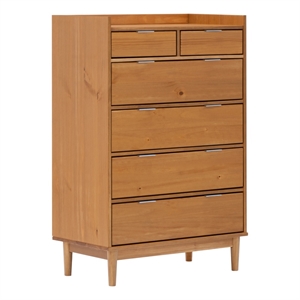 Pemberly Row 30&quot Solid Wood 6-Drawer Chest with Gallery - Caramel