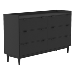 Pemberly Row 55.1&quot Solid Wood 6-Drawer Chest with Gallery - Black