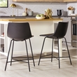 Pemberly Row Upholstered Metal Counter Stool with X Base in Black