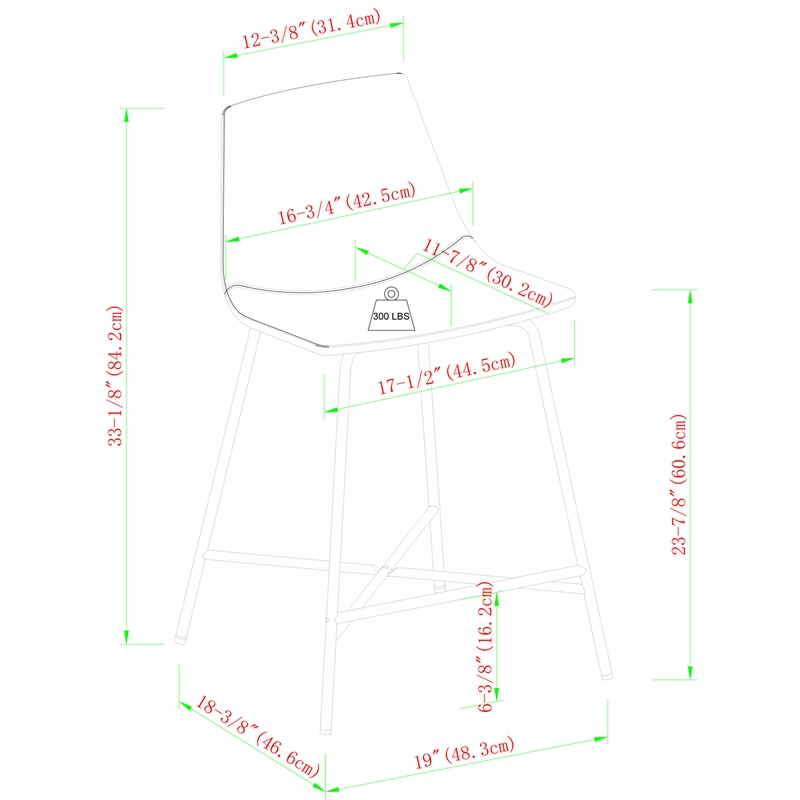 Pemberly Row Upholstered Metal Counter Stool with X Base in Black