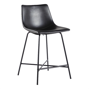 Pemberly Row Upholstered Metal Counter Stool with X Base in Black