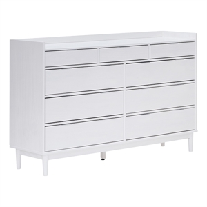 Pemberly Row Contemporary 60&quot 9 Drawer Solid Wood Dresser in White