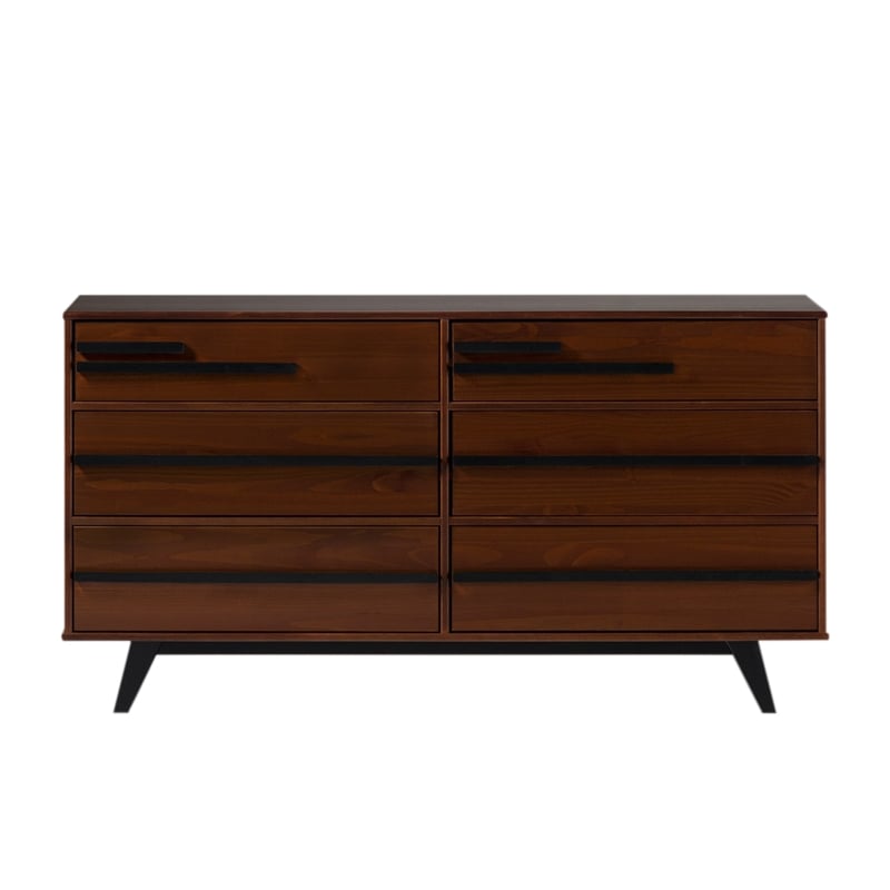 Pemberly Row Modern 6-Drawer Wood Modern Dresser in Walnut Varnish