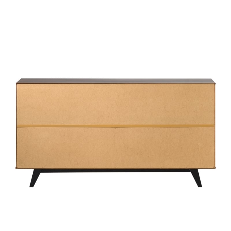 Pemberly Row Modern 6-Drawer Wood Modern Dresser in Walnut Varnish