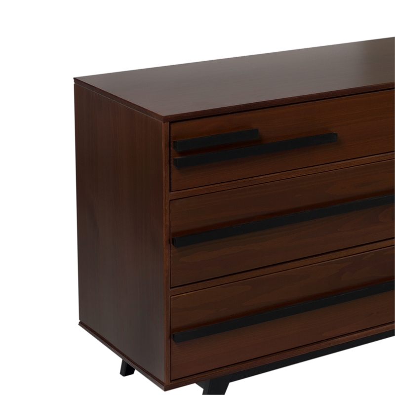 Pemberly Row Modern 6-Drawer Wood Modern Dresser in Walnut Varnish