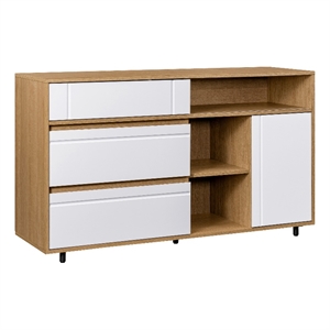 Pemberly Row 52&quot Contemporary Wood Storage Sideboard - Oak / Solid White